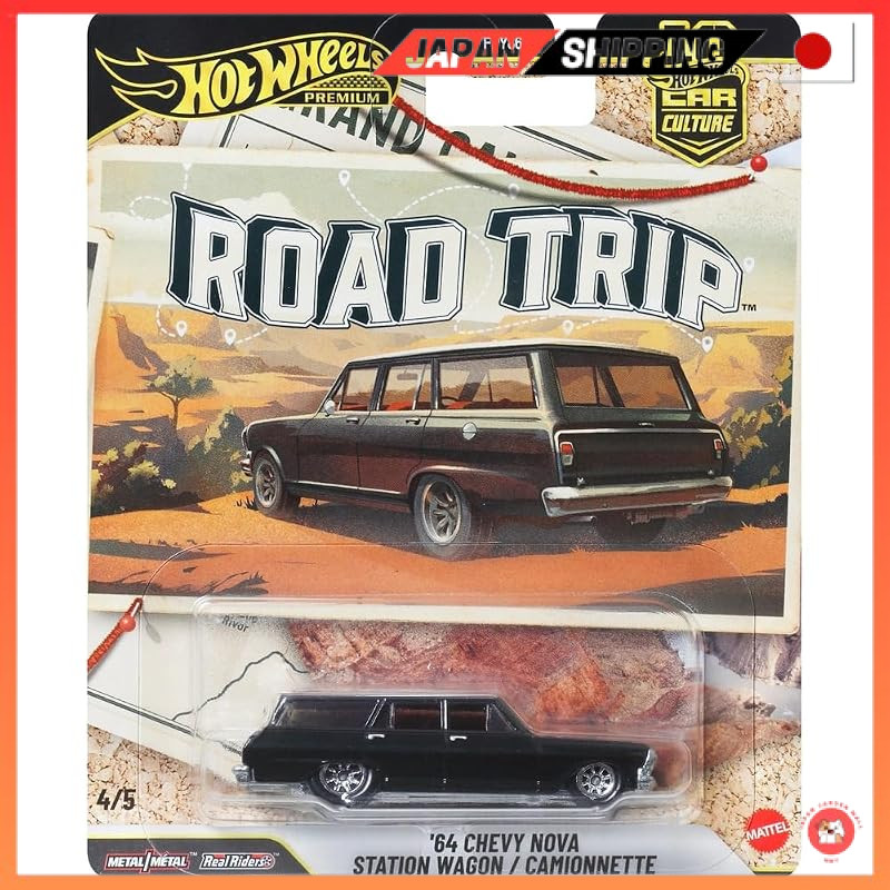 Hot Wheels Car Culture Road Trip '64 Chevy Nova Station Wagon Miniature Car for ages 3 and up JKF39Direct from JAPAN