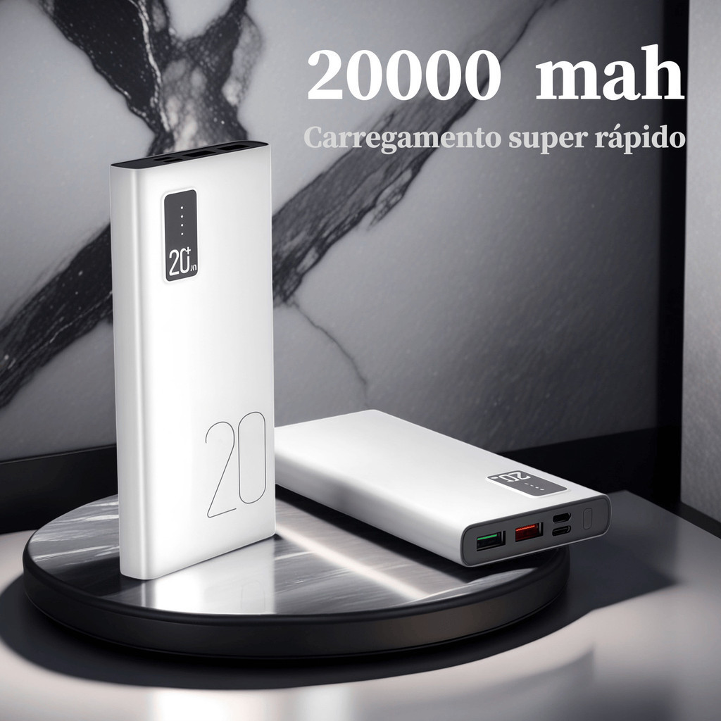 Carregador Portátil 20000mAh Banco De Potência De Grande Capacidade USB-C Bateria Rápida Para iPhone Samsung Xiaomi