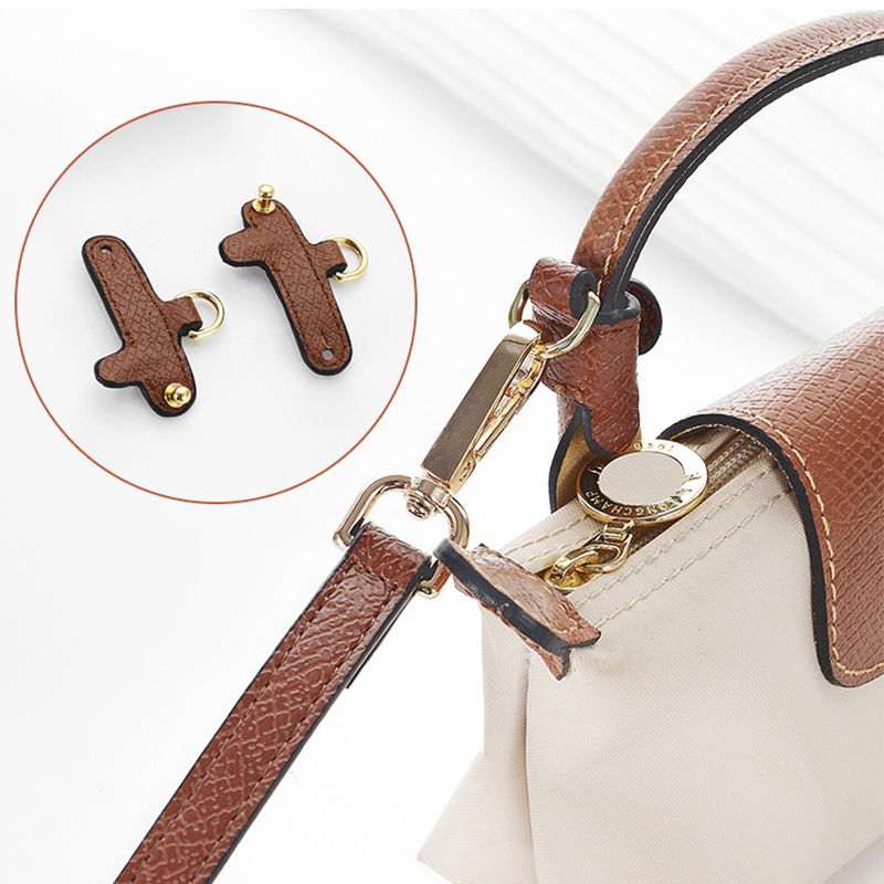 Nova alça transversal de couro legítimo para bolsa Longchamp Mini sem furos, acessório conversor de alça de ombro​
