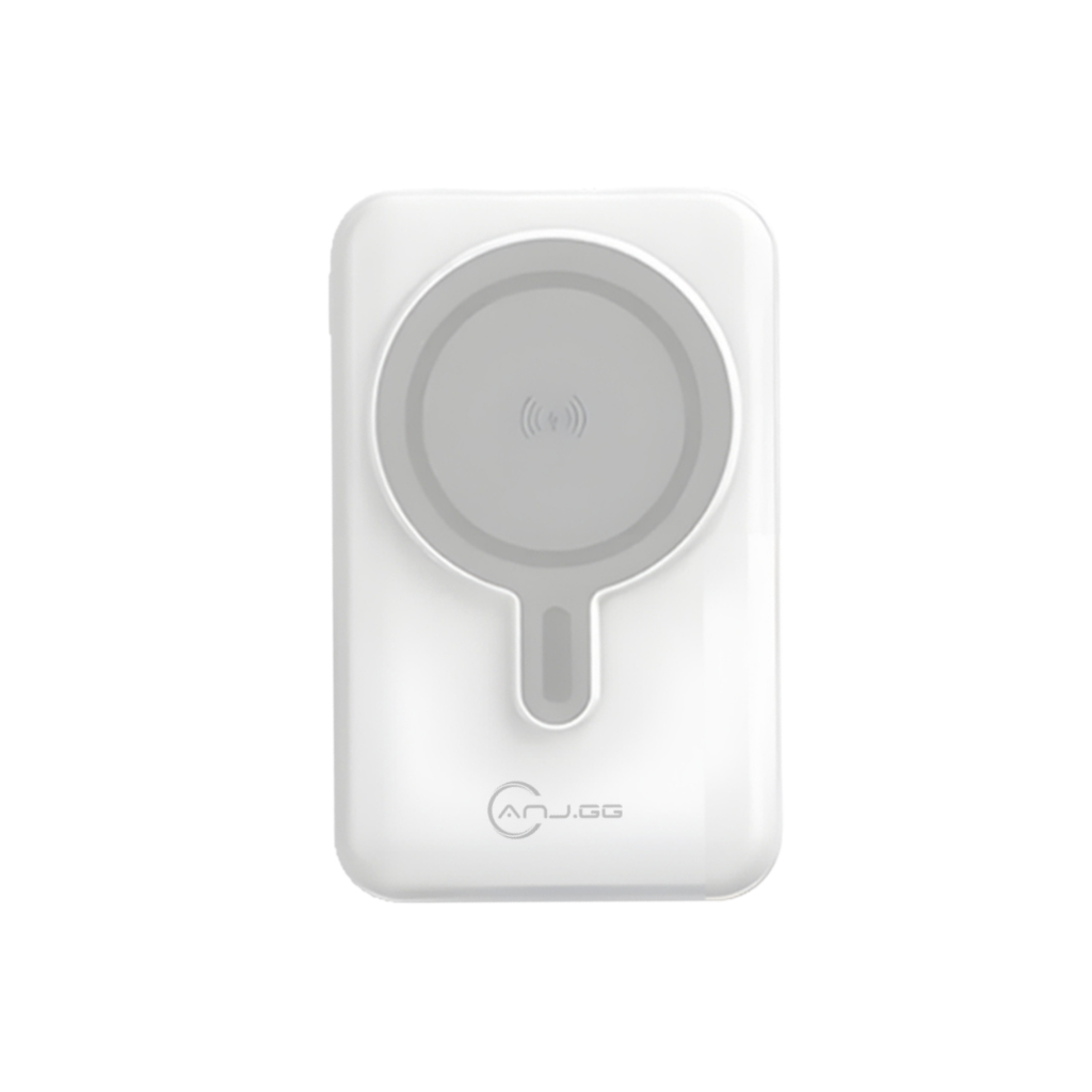 Power Bank Magnético 10000mAh com Suporte Dobrável e 3 Cabos Embutidos Branco