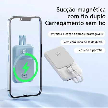 Carregador Portatil 2 em 1 10000mah Magnetico Carga Rapida 22 5W Bivolt Com Cabo -A8