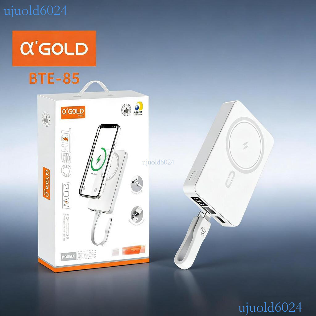 Power Bank 10000mAh A'Gold com Carregamento Magnético Sem Fio 20W BTE-85 ✨ujuold6024