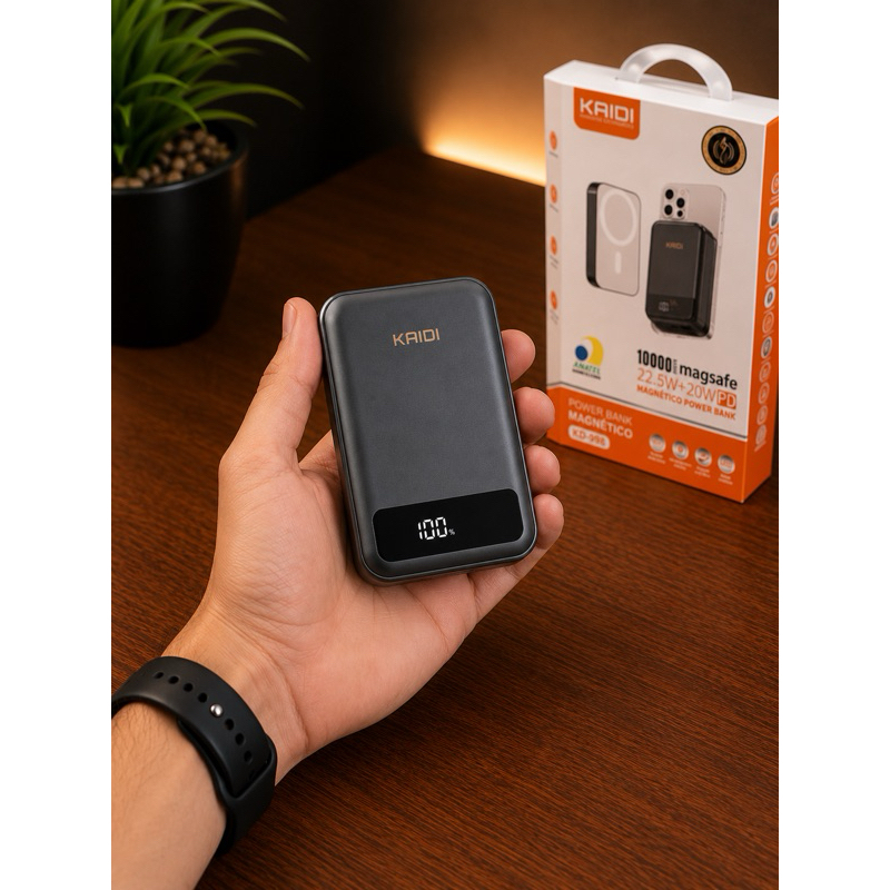 Power Bank MagSafe 10000mAh Kaidi KD998 Carregamento Rápido 20W PD Magnético