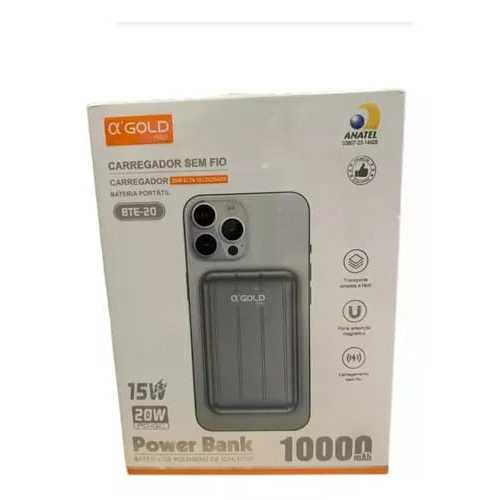 Power Bank Magnético Sem Fio Gold 10000mah 20w Bte-20