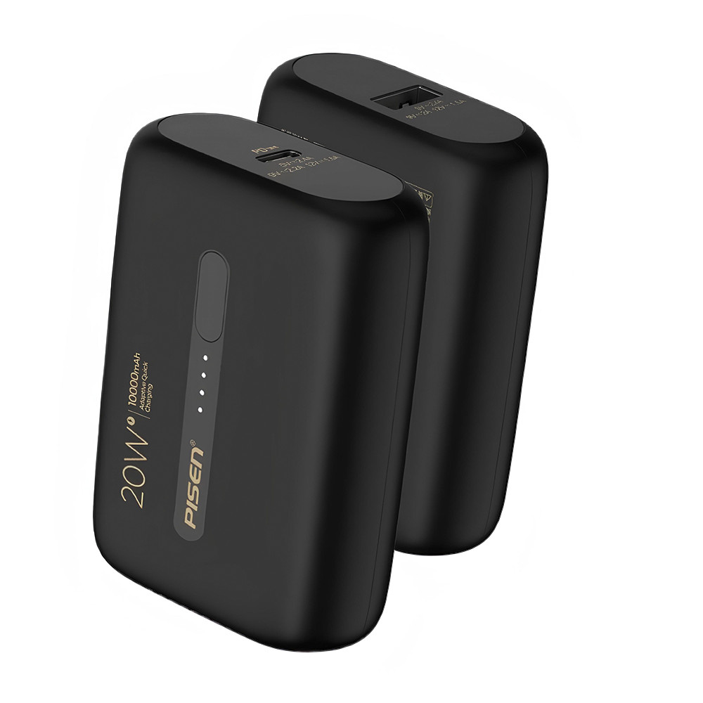 Power Bank 10000mAh Pisen Bateria Portátil 20W Preta