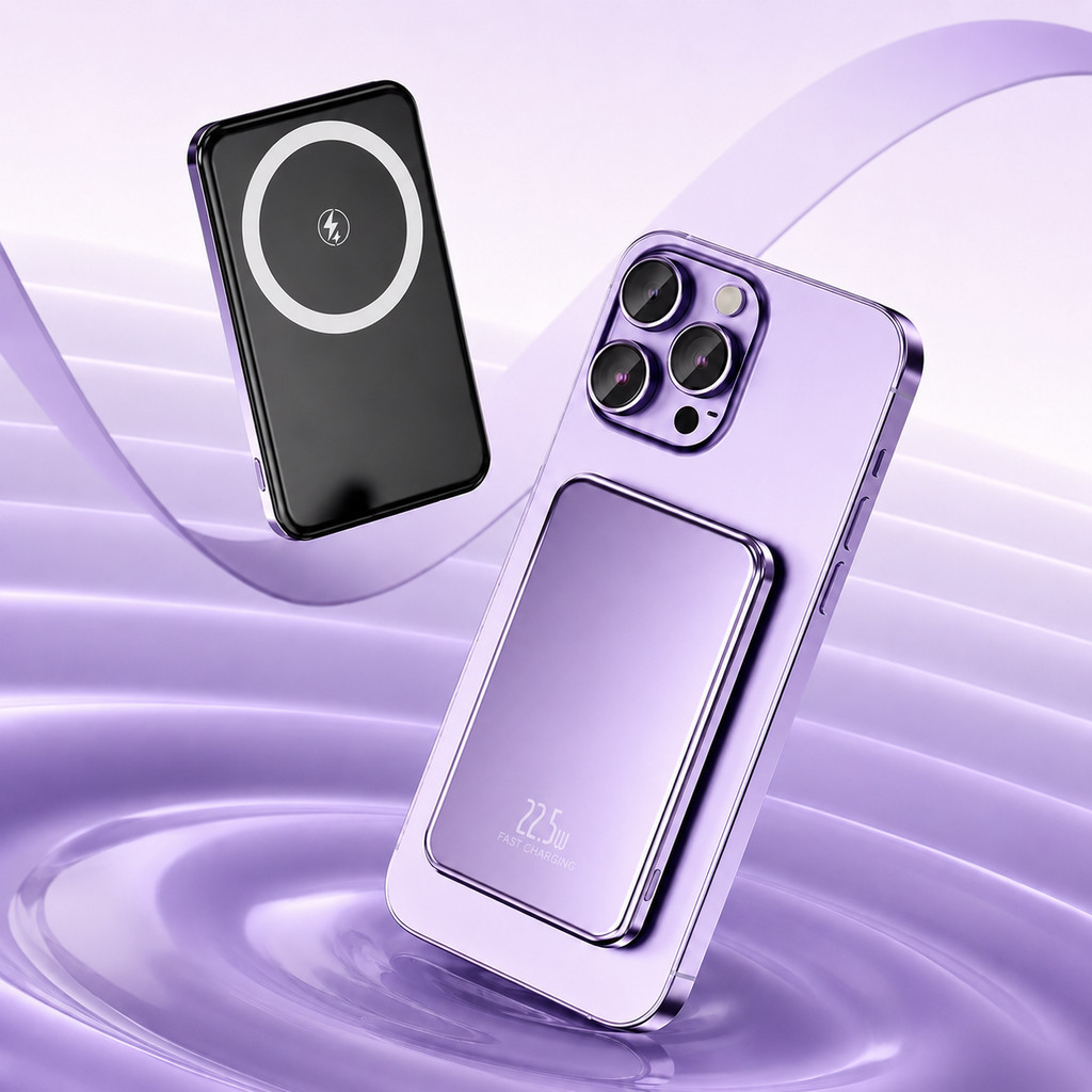 Power Bank Sem Fio Magnético 10000mAh Ultrafino com Carregamento Rápido 20W USB C