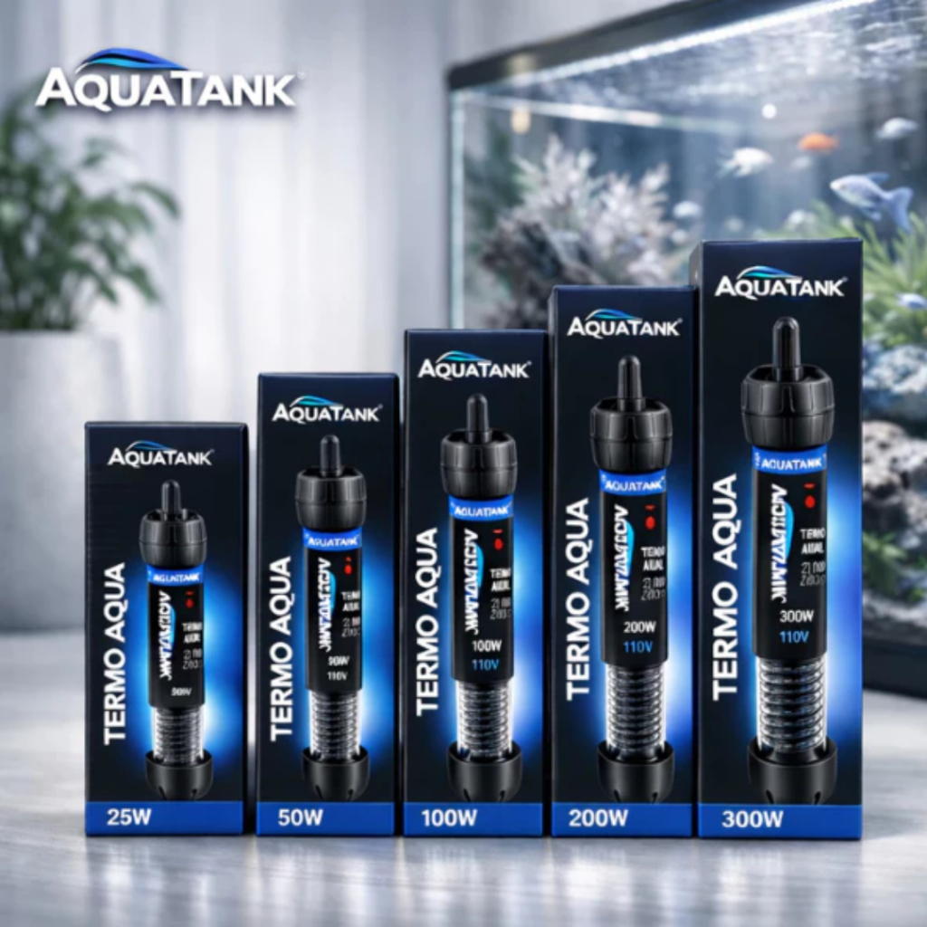 Aquecedor Com Termostato Submersível Aquatank Termo Aqua Para Aquários 25w 50w 100w 200w 300w