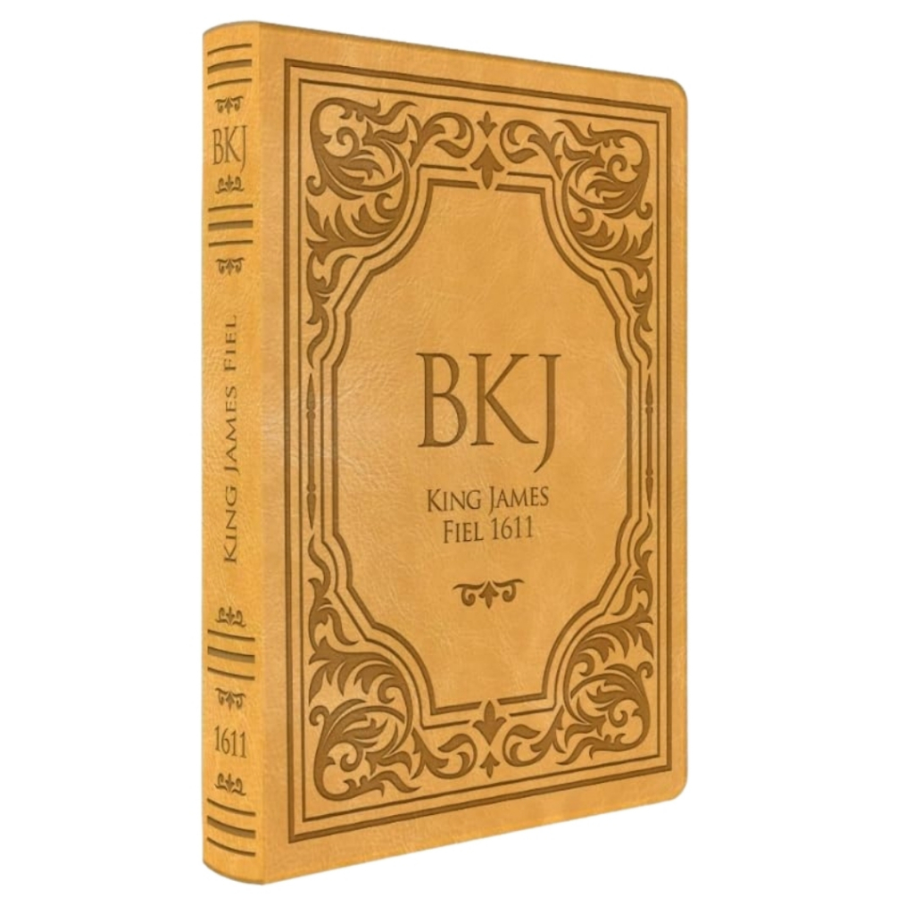 Bíblia Sagrada BKJ Letra Extra Gigante King James Fiel 1611 Capa Caramelo Borda Dourada Luxo Divino