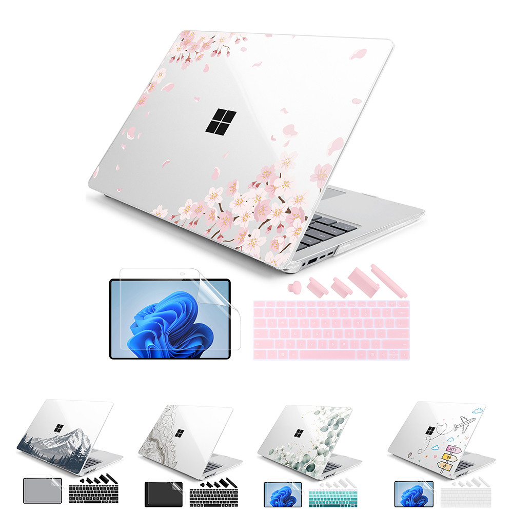 Cherry Blossom Falling Print Capa Rígida Transparente Para Microsoft Surface Tela Sensível Ao Toque De 13.8 Polegadas 20