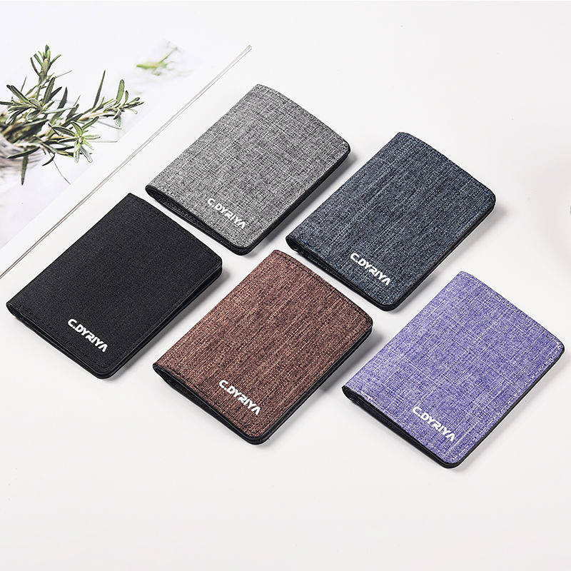 Short Canvas Small Wallet Men's Ultra-Thin Mini Driving License Card Holder One Student Portable Simple Thin Wallet mm8r