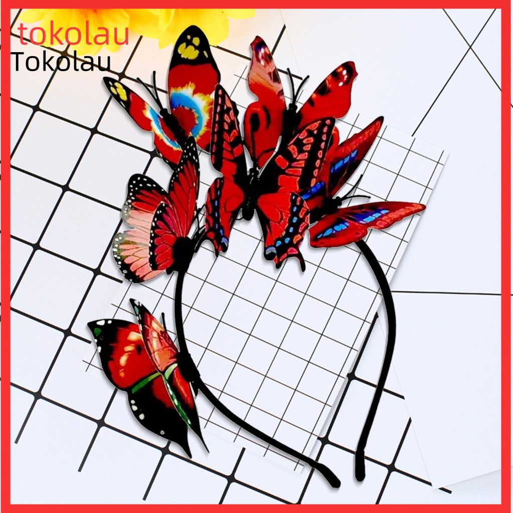 Unique Carnival Hairpiece Butterflies Headband for Women Colorful Butterfly Bridal Hair Band Party Accessories Halloween