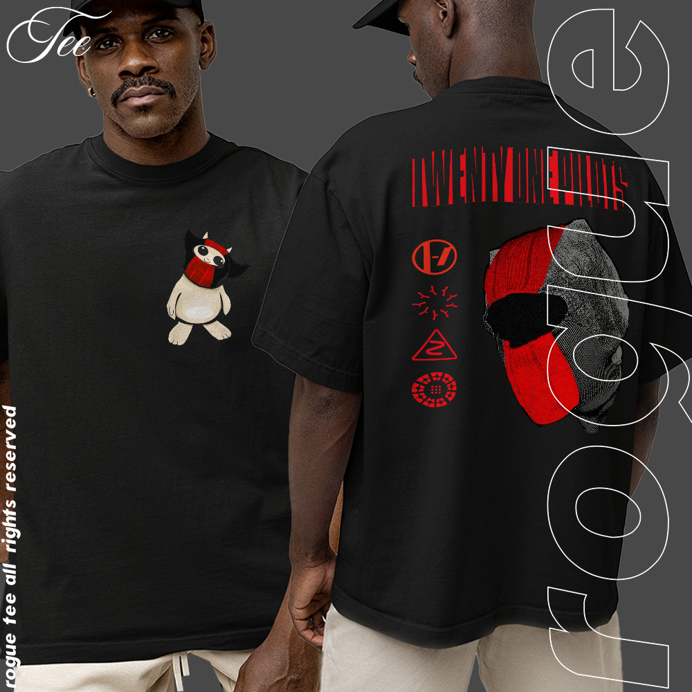 Camiseta Basica e OVERSIZED Twenty One Pilots Mask Mascote Ned World Tour Band Tee Graphic