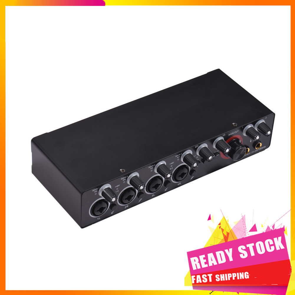 Gfgfgfgg Placa de som de gravação de 2 canais Interface de áudio USB com driver Phantom Power de 24 bits / 192kHz 48V