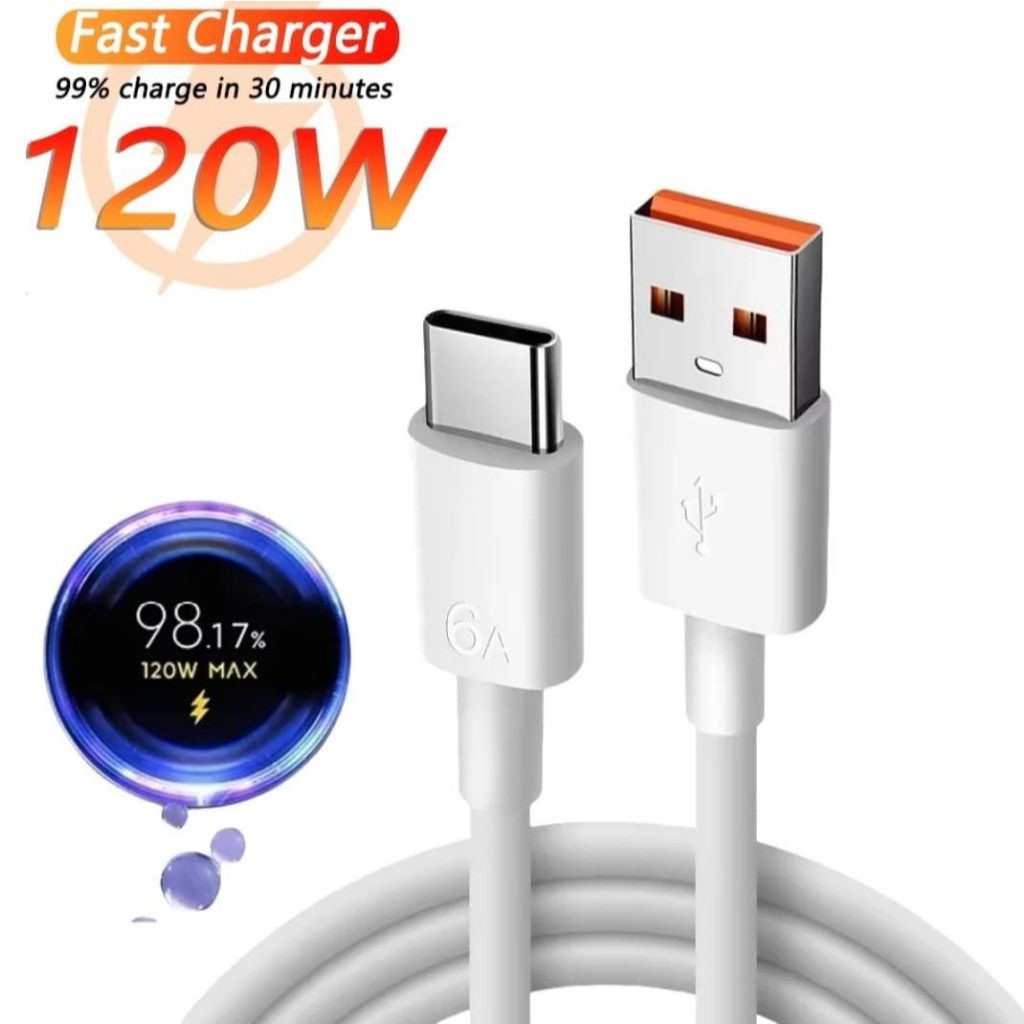 Cabo Turbo Tipo C 6A 120W Ativa Mi Turbo Charge Carga Ultra Rápida