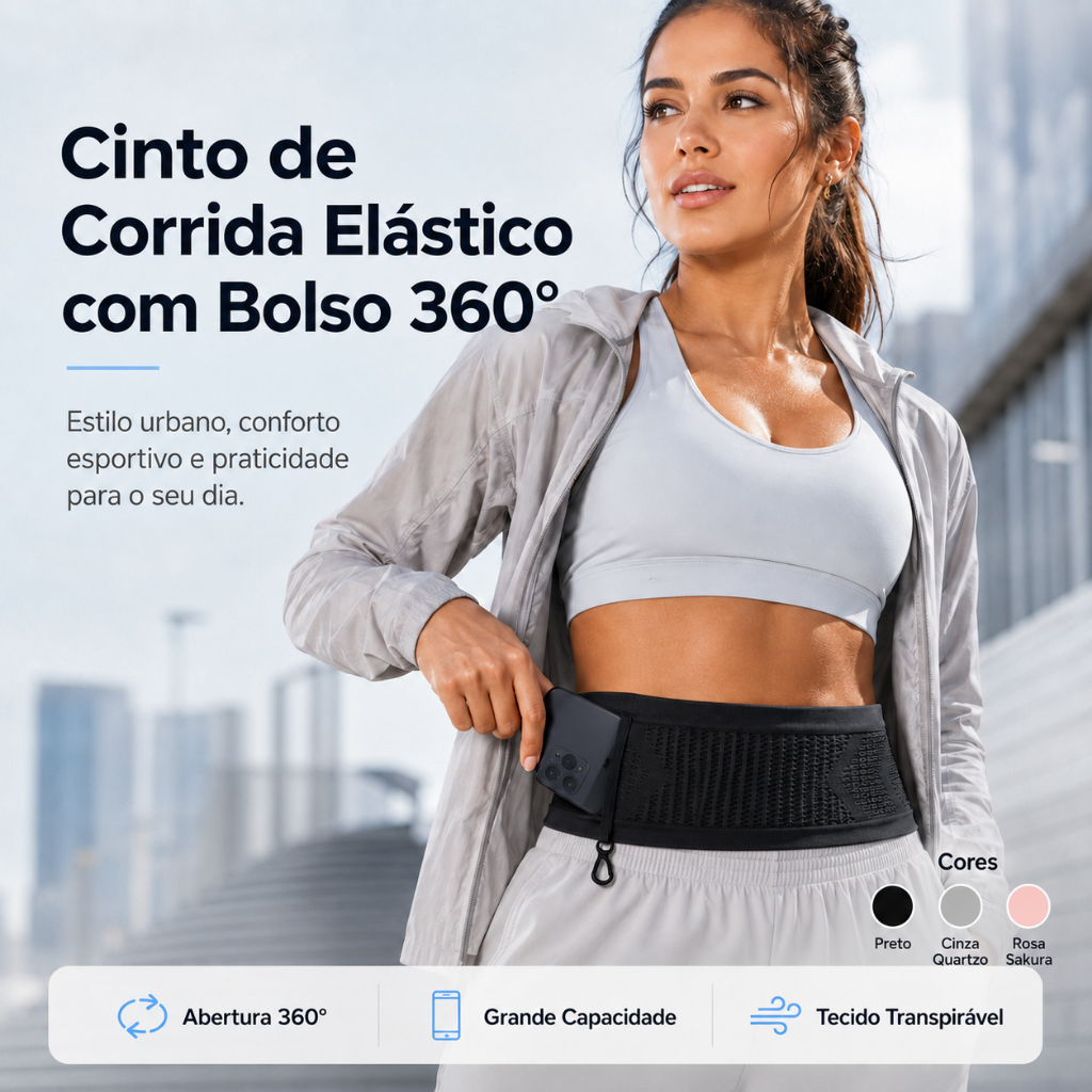 Cintura elástica unissex para corrida Bolsa 360°Cinto esportivo de armazenamento Surround invisível Close-fitting saco d