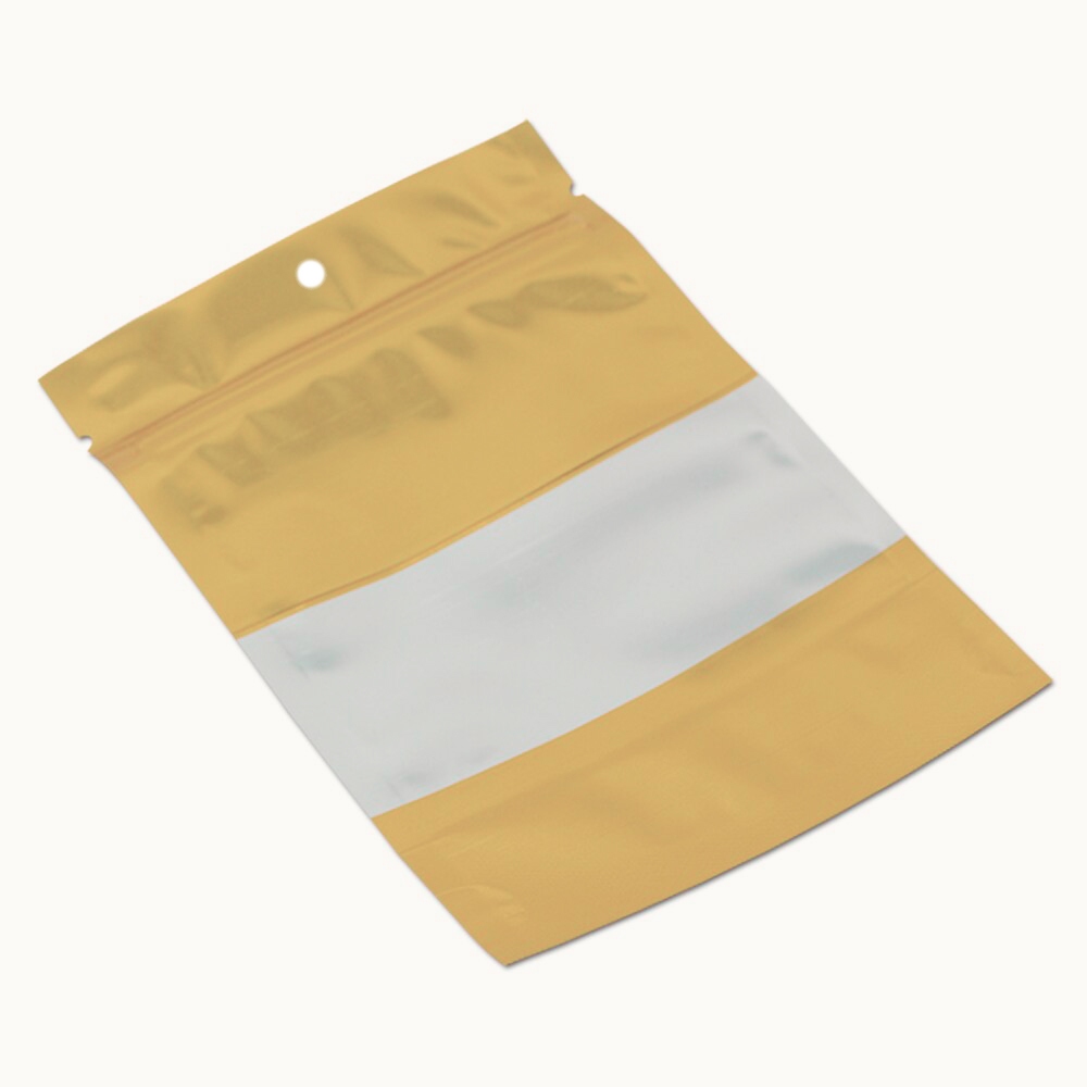 Saco Stand up Pouch Zip Lock Plastico 26x18cm 50un Dourado