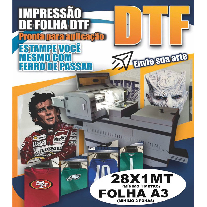 Impressão Dtf Têxtil digital metro 28cmX1metro ou A3 28x42