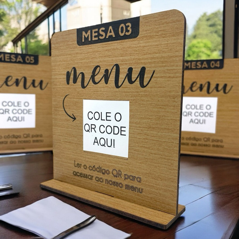Placa Qr Code Cardápio Digital Personalizado em MDF Menu Digital