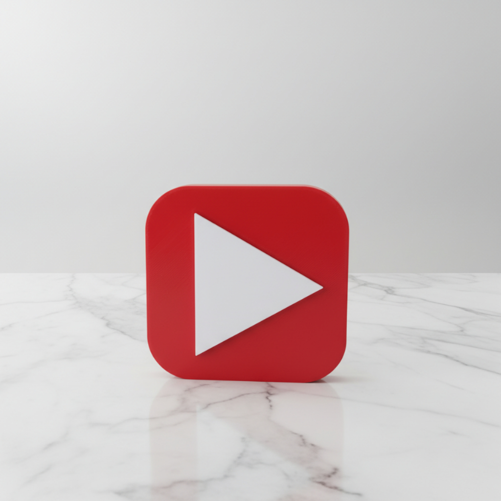 Decoração Escritório Enfeite Ícone Logo Youtube Geek Gamer 3D 10x10x2cm