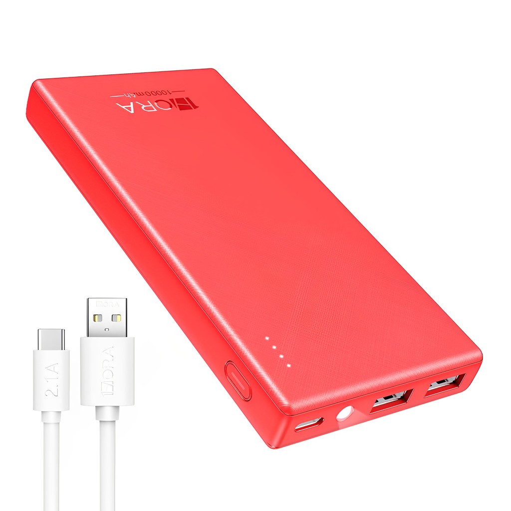 Carregador Portátil 1Hora Power Bank 10000mAh Vermelho