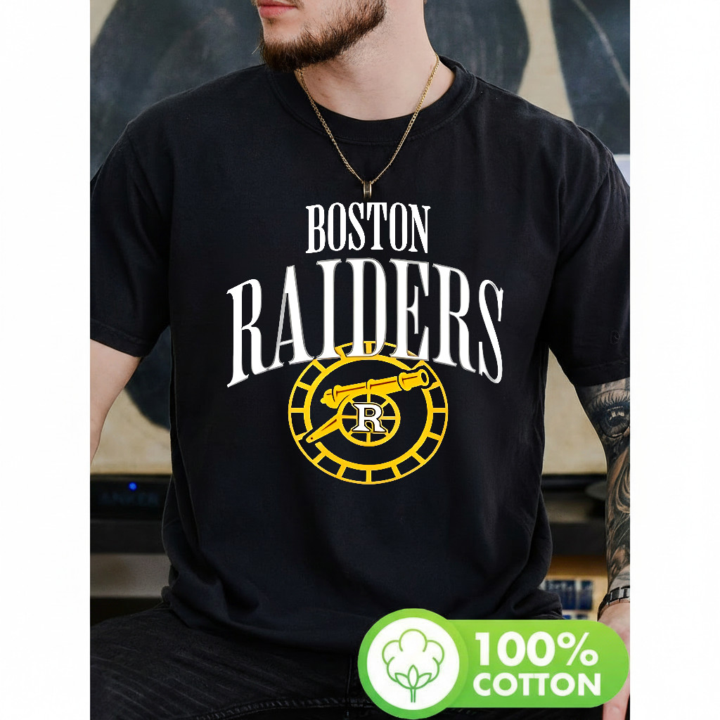 Camiseta Masculina Estampa Boston Raiders Com Canhão e Letras Estilosas Moderna e Premium Urbana