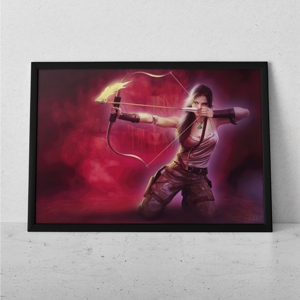 Quadro Decorativo Com Moldura Grande Tomb Raider Lara Croft Gamer Decoração & Parede