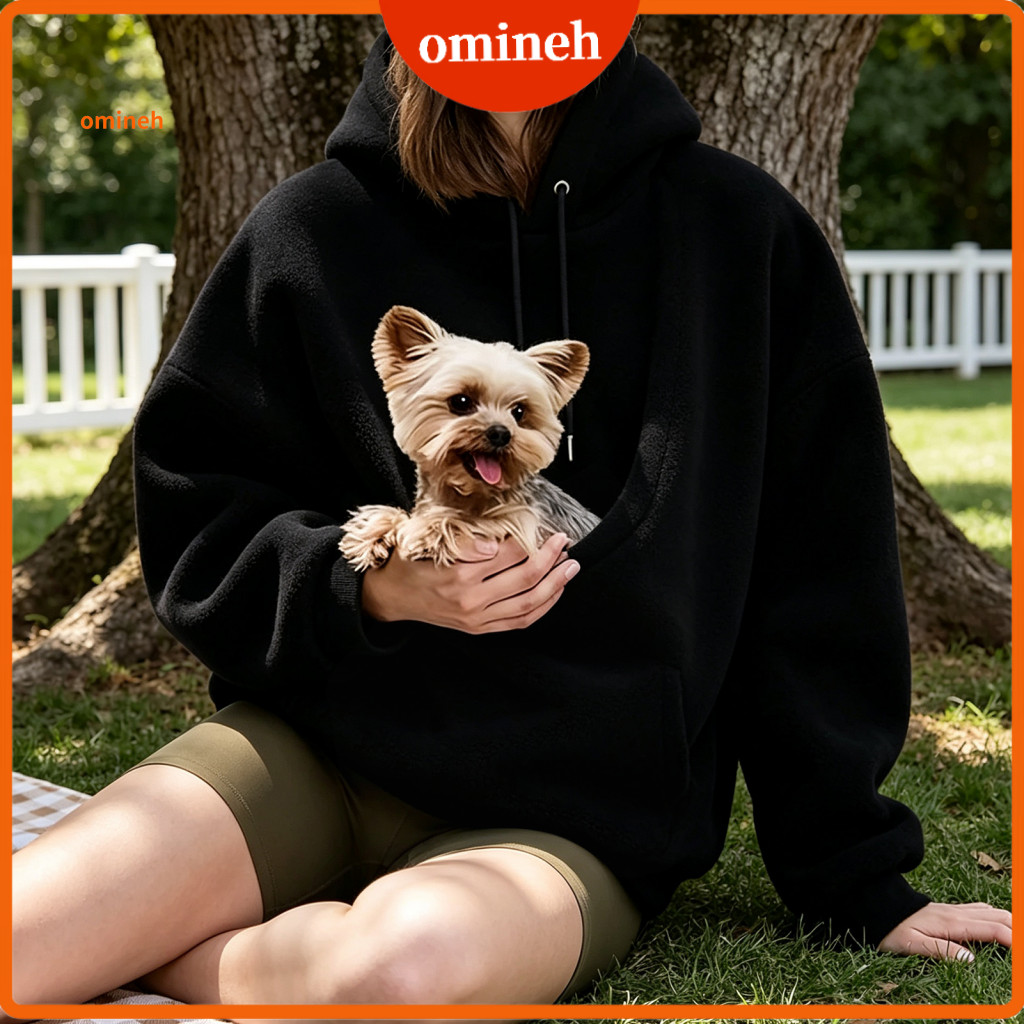 Pet Pouch Hoodie Women Sweatshirt with Women’s Oversized Sling Kangaroo – Cozy Fleece Pullover for Carrying Small Do