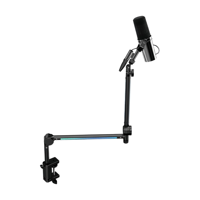 Suporte De Montagem De Microfone Ajustável KOK Com Iluminação Colorida Para Podcasting E Produção De Vídeo