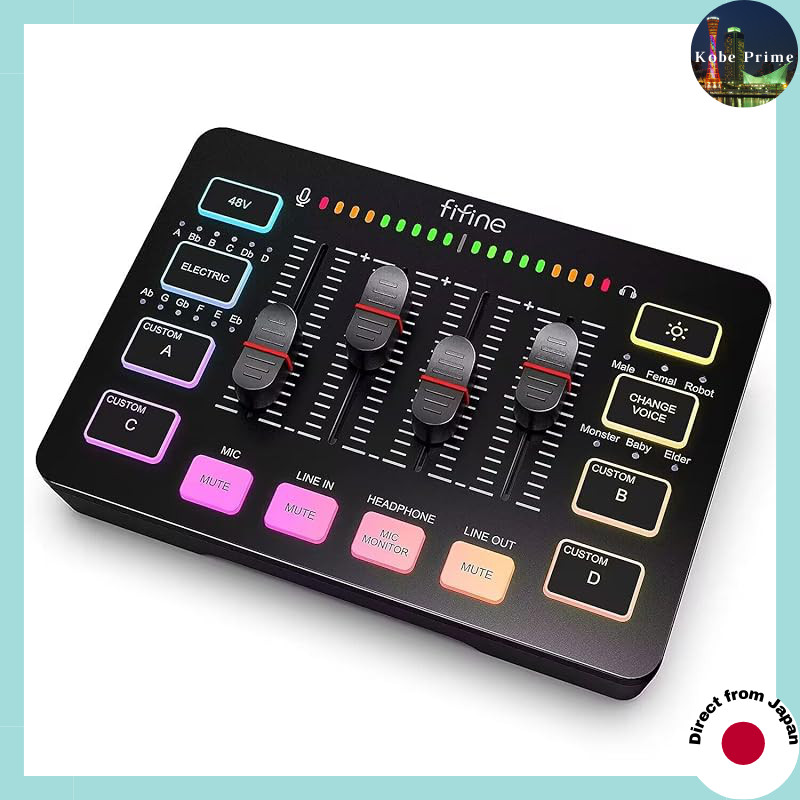 Mixer De Áudio Para Jogos FIFINE RGB Com Trocador De Voz E Efeitos Sonoros Personalizados PC/PS4/PS5-Ideal Streaming Podcasting