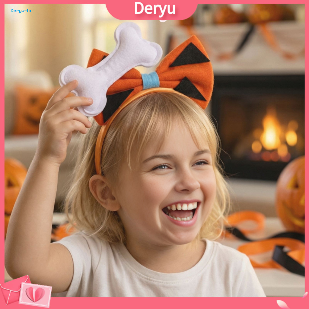 Cat Ear Headband Soft Lightweight Elastic with Bow and Bone Decoration – Stable Fit Hair Accessory for Halloween Wear