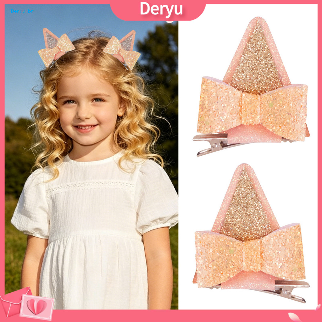 Sweet Bow Hair Clips Embellished Clip 3d Animal Ear for Kids Boys Girls – Cute Cat Dog Spring Hairpin Accessories for