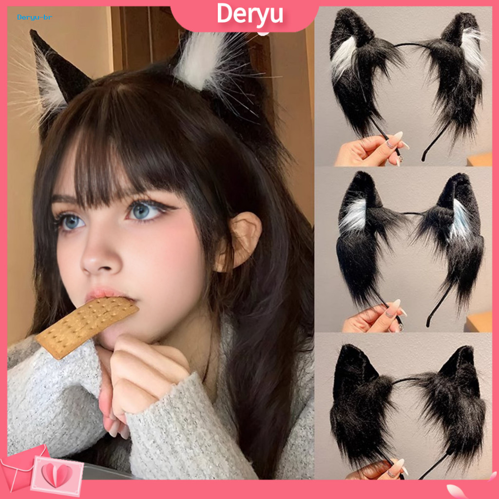 Cosplay Costume Accessories Clubbing Fashion Cat Ears Headband Soft Fuzzy Hair Hoop for Men Women Cute Furry Headwear fo