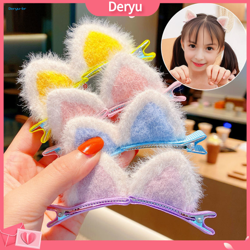 Cat Ear Hair Clip Kids Plush Hairpin 3d Soft Fluffy for Vibrant Colors Metal Clamp Perfect for Autumn Winter Hairstyles