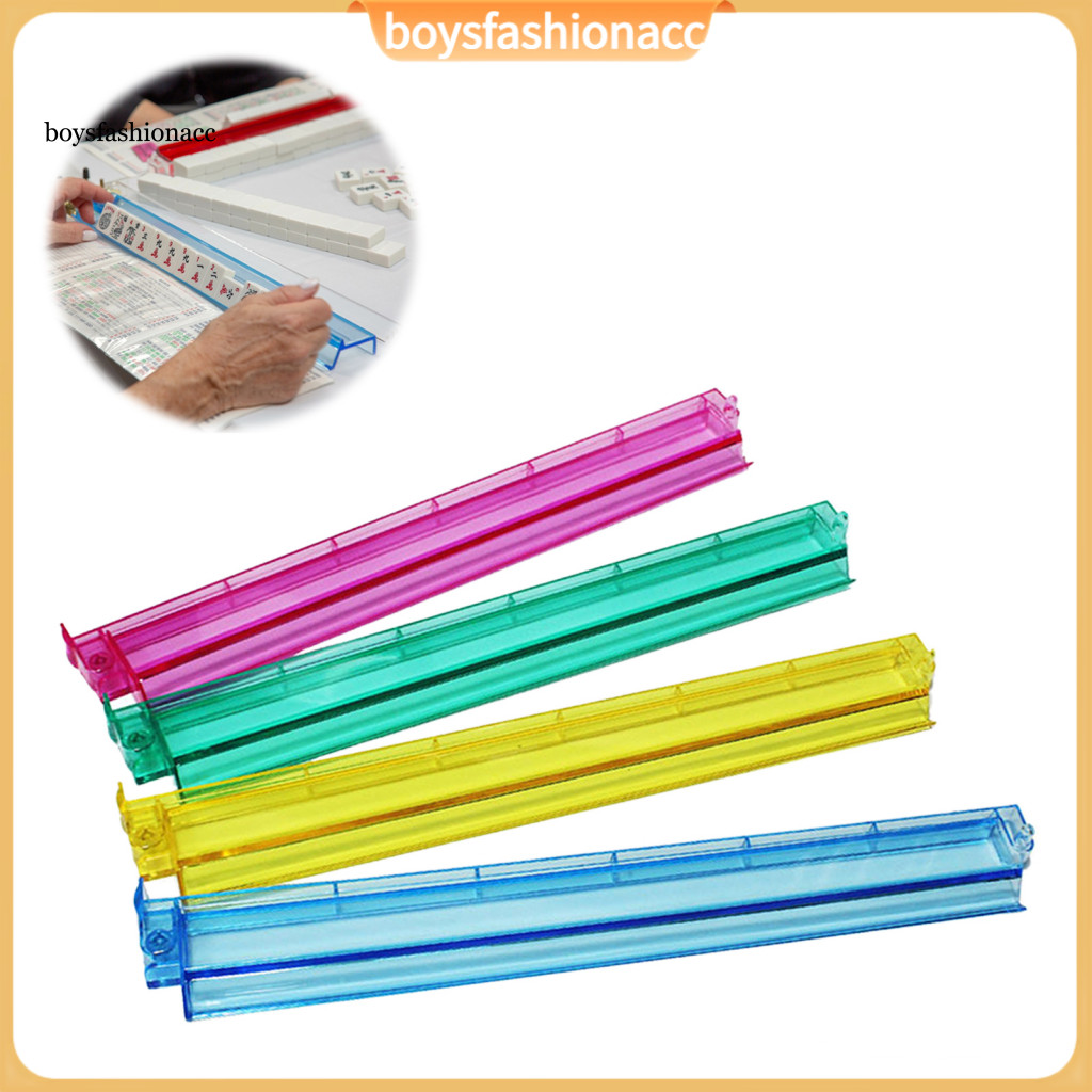 4 Pcs Mini Mahjong Pushers Set with Acrylic Tile Racks – Portable American Style Majiang Accessories for Easy Game Pla