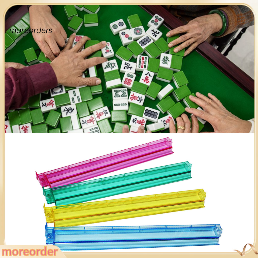 4 Pcs Mini Mahjong Pushers Set with Acrylic Tile Racks – Portable American Style Majiang Accessories for Easy Game Pla