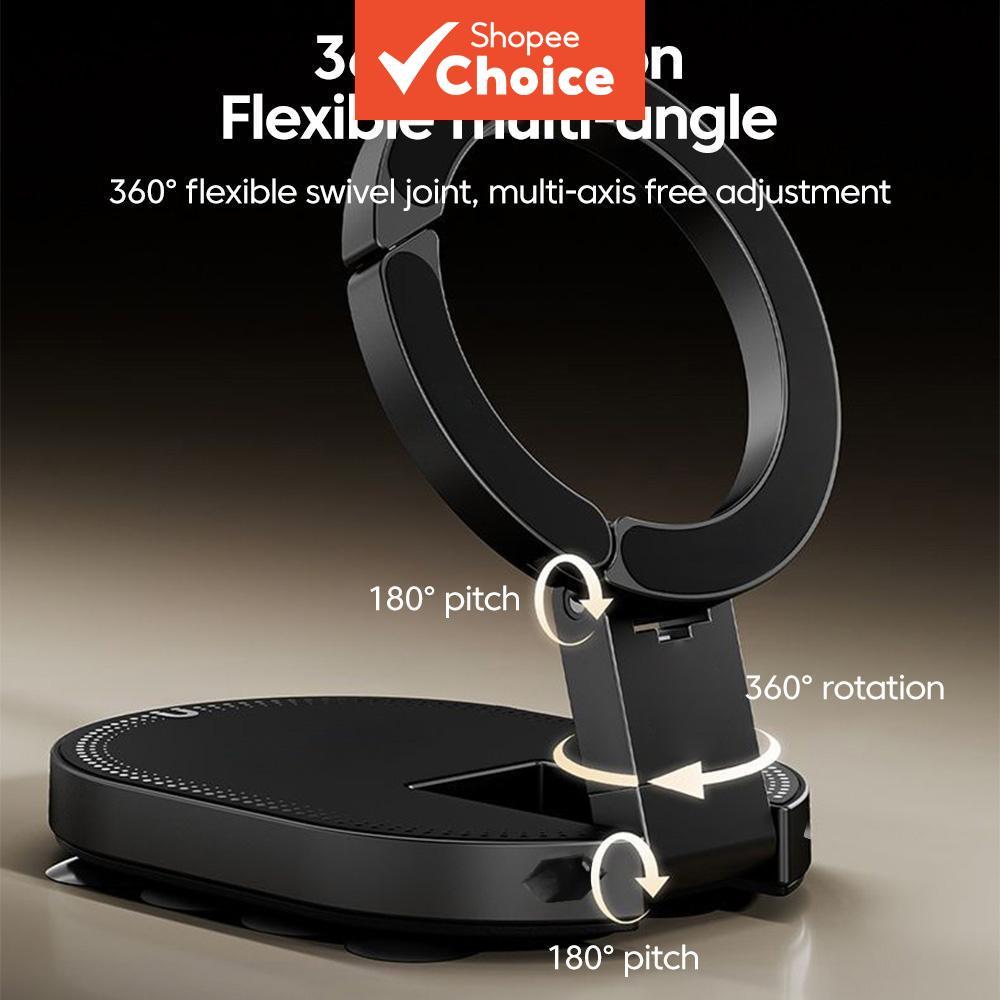 Suporte de telefone com ventosa magnética 3 em 1, dobrável e giratório para streaming ao vivo e suporte de mesa
