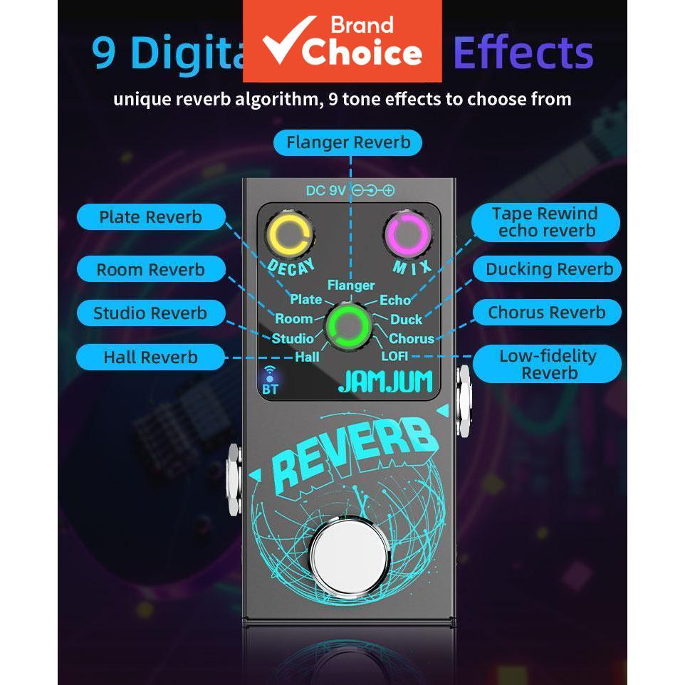 Processador De Reverberação Digital JAMJUM 9 Tons Variados Streaming De Áudio USB DC Power Pedal Compacto Para Instrumen