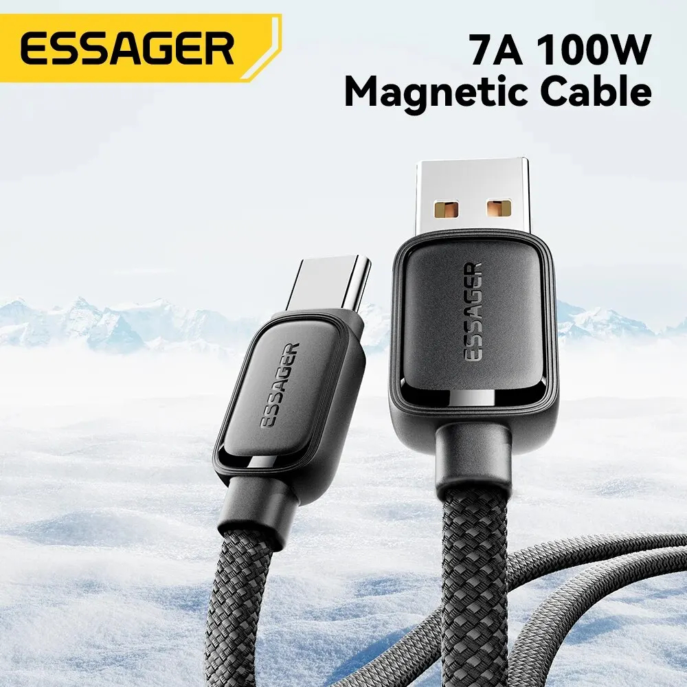 Cabo Essager  USB p/Tipo C ,Tipo-C P/Tipo-c ou Tipo-c p/ Iphone, Cabo Magnético, Carregador Rápido, 100W/29w, 7A/3a, 1m de comprimento.