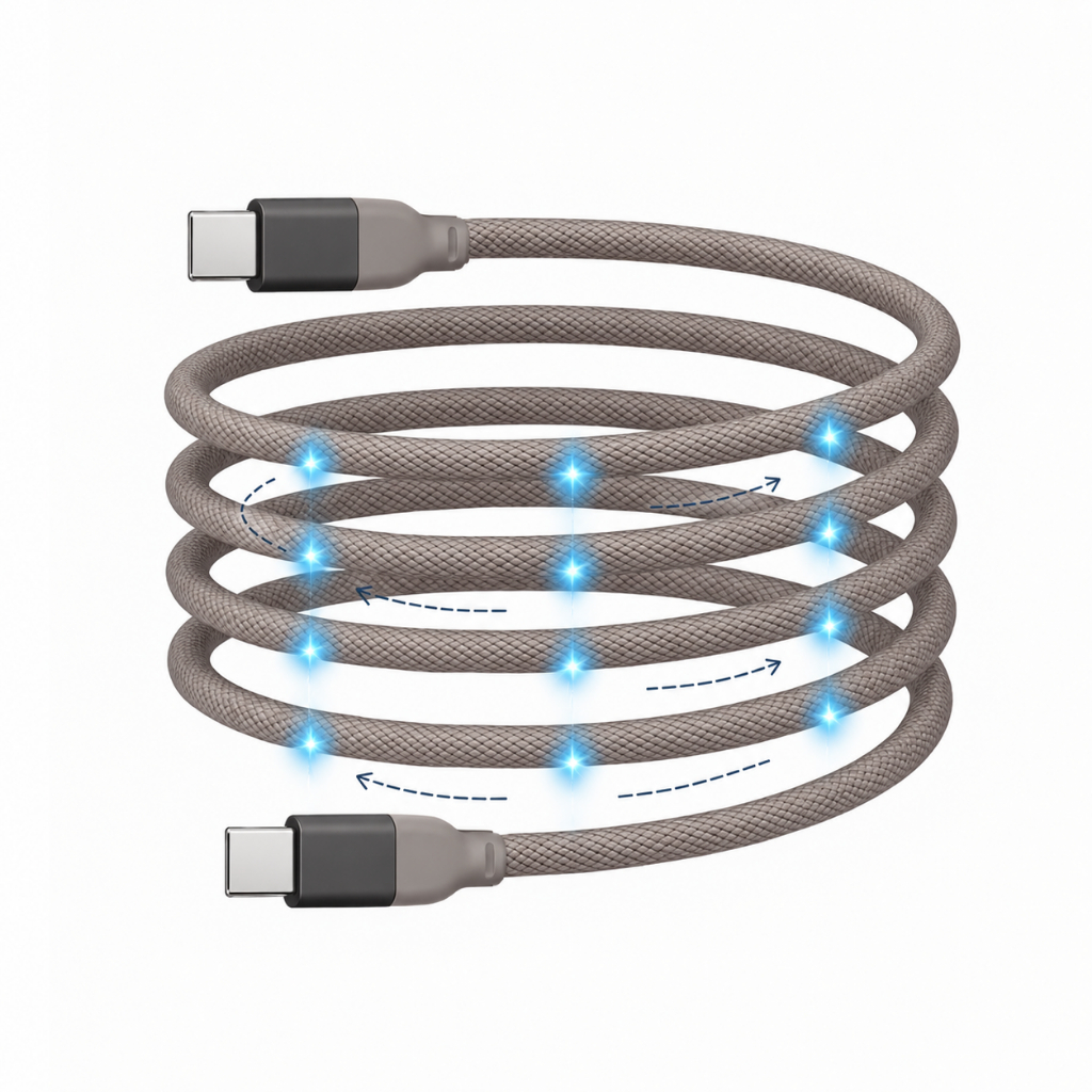 Cabo Magnético Usb-c Tipo C iPhone 100w Retrátil Reforçado