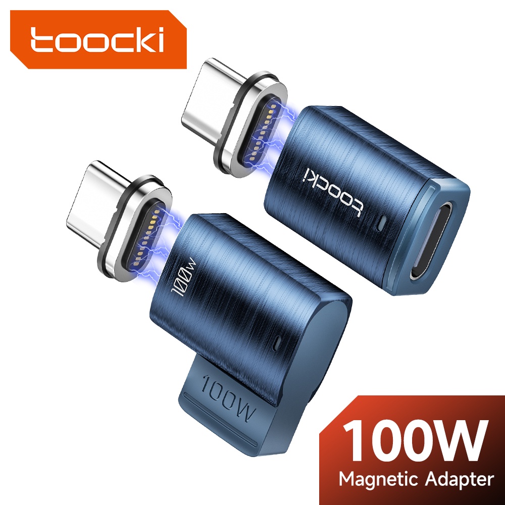 Adaptador Magnético USB C Para USB C New Toocki 100W 2 em 1 com Carregamento Rápido PD e Sincronização de Dados,