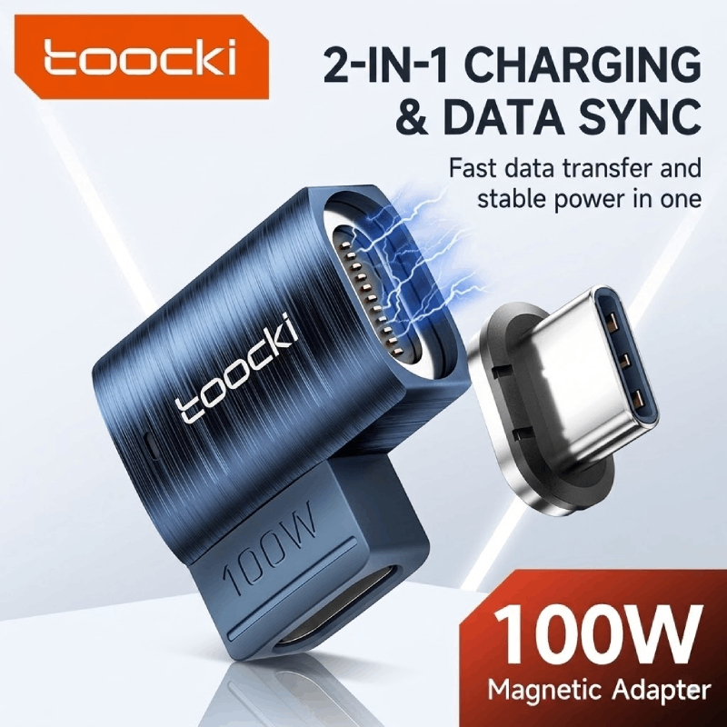 Toocki 100W USB C Para Type Adaptador Magnético 2 Em 1 PD Carregamento Rápido Conector Sincronização De Dados Conversor