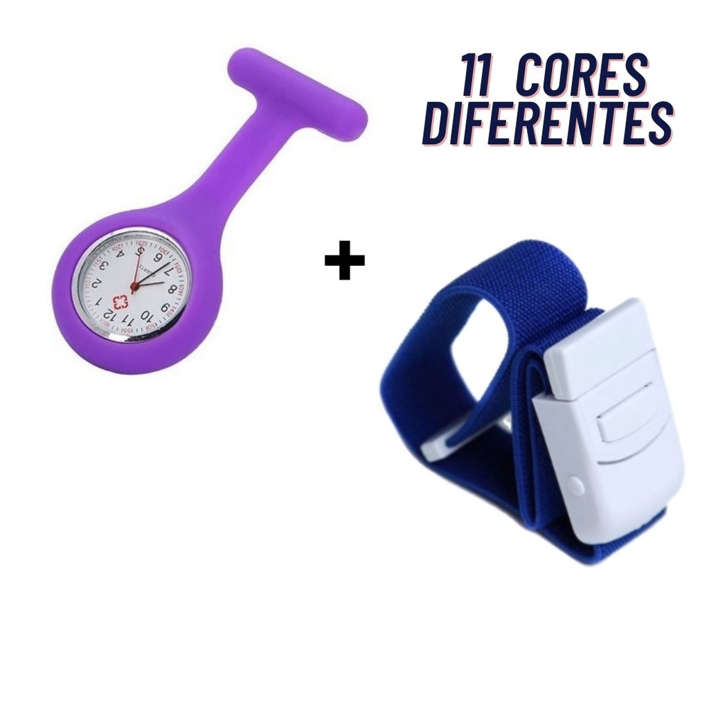 Kit Relógio Lapela De Bolso Para Enfermagem Médico Enfermeiro Elástico Acessório