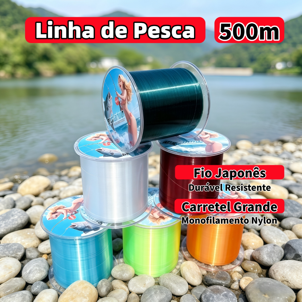 BOKANUO Linha de Pesca Nylon Monofilamento 500m Fio Japonês Durável Para Mar e Rocha Carretel Grande