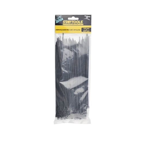 Abraçadeira Nylon Resistente Duravel Facil Aplicacao Organizacao Fixacao 20cm X 36mm 100 Pecas Preta