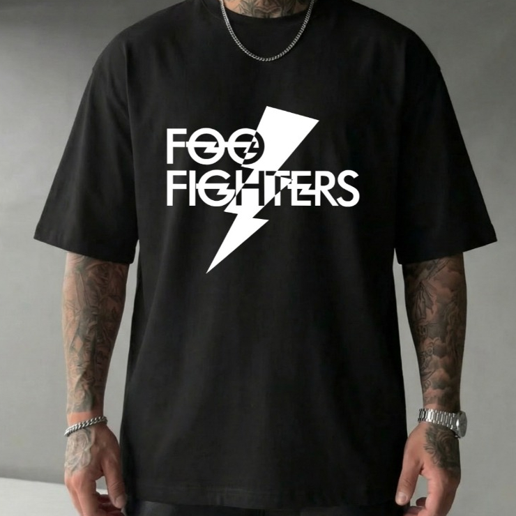 Camiseta Oversized Foo Fighters Estampada Streetwear Unissex Fan Merch Moda Urbana