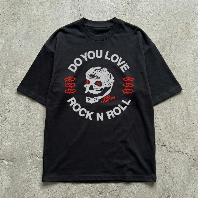 Camiseta Oversized Foo Fighters Rock N Roll Estampa Vintage Y2K Streetwear Unissex Fan Merch