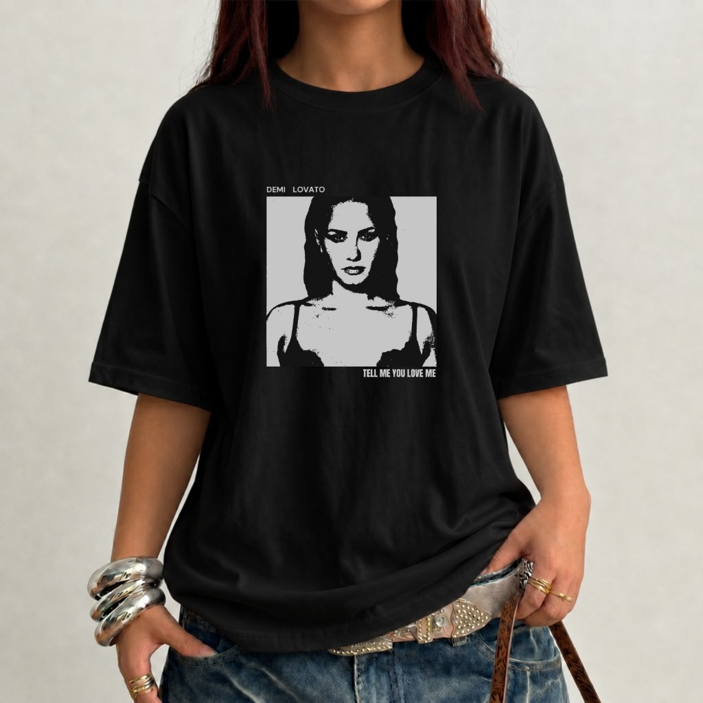 Camiseta Oversized Feminina Demi Lovato Tell Me You Love Me 100% Algodão Fan Merch Streetwear