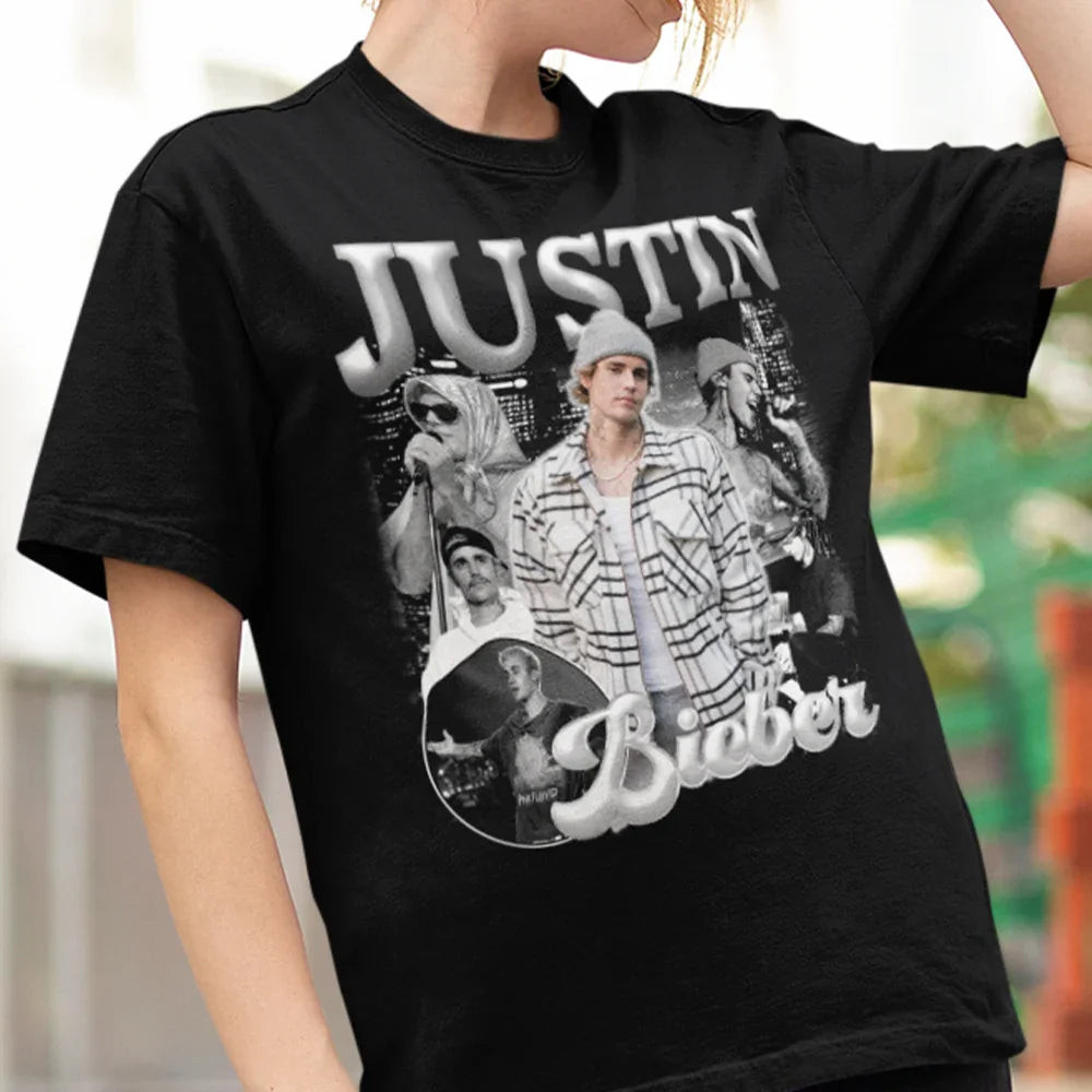 Camiseta Unissex Oversized Plus Size Feminina Masculina s Plus Size Básica Justin Bieber Merch  Premium Streetwear