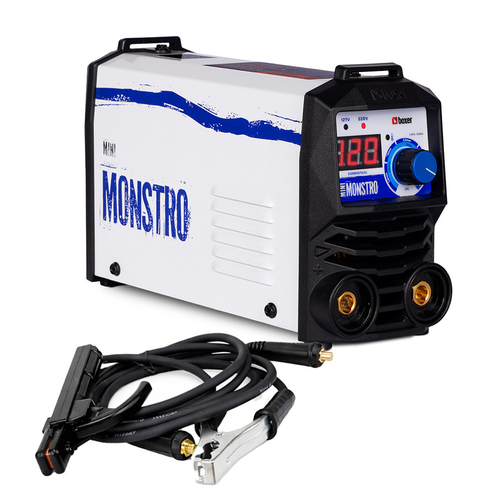 Inversora de Solda Boxer Mini Monstro 120A TIG (DC) e Eletrodo (MMA) Bivolt (110V/220V)