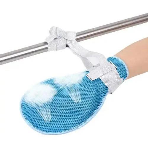 Luva De Contenção Proteção De Mãos Para Acamados E Idosos Par De Náilon Azul Turquesa